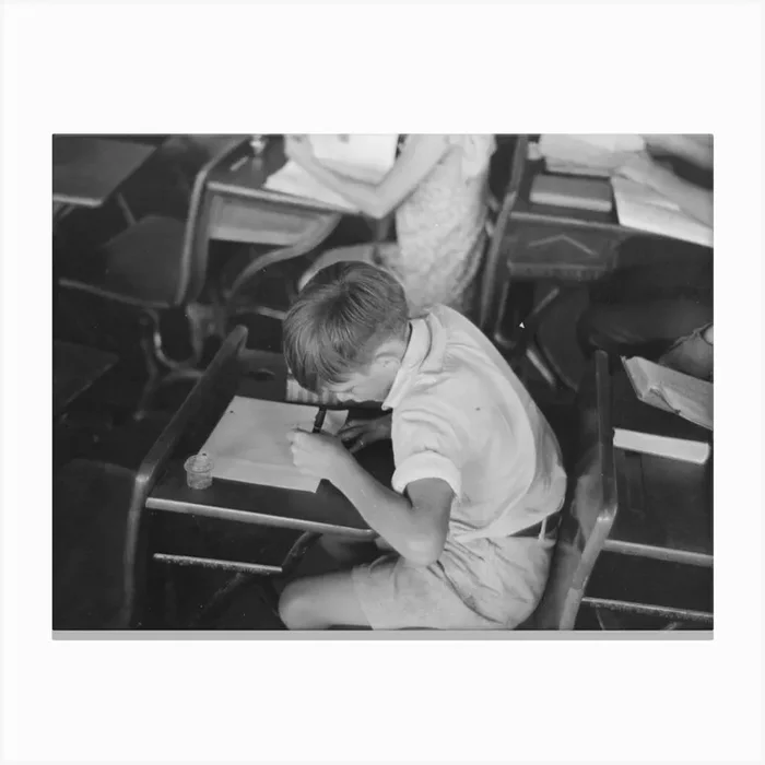 Untitled Photo, Possibly Related To Child Studying In School, Southeast Missouri Farms By Russell Lee 1 Canvas Print by Fy! Classic Art Prints and Posters