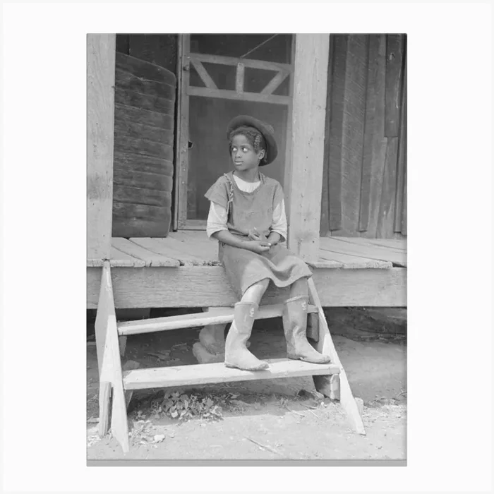 Untitled Photo, Possibly Related To Daughter Of Sharecropper On Steps Of Front Porch, New Madrid County Canvas Print by Fy! Classic Art Prints and Posters