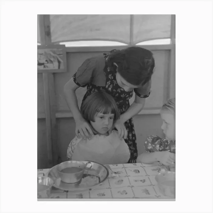 Untitled Photo, Possibly Related To Lunch At Fsa (Farm Security Administration) S Migratory Labor Cam 1 Canvas Print by Fy! Classic Art Prints and Posters