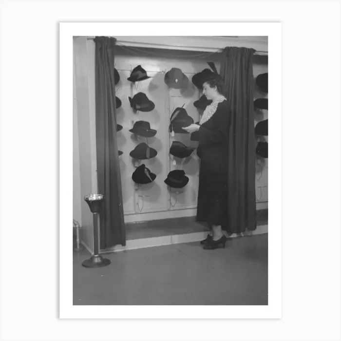 Untitled Photo, Possibly Related To Model Trying On Hat For A Buyer, New York City Showroom, Jersey 2 Art Print by Fy! Classic Art Prints and Posters