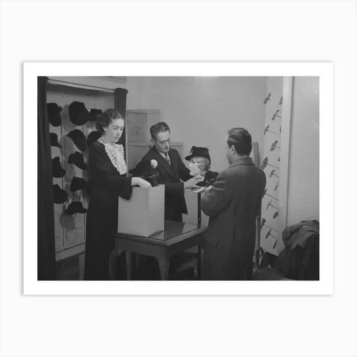 Untitled Photo, Possibly Related To Model Trying On Hat For A Buyer, New York City Showroom, Jersey 4 Art Print by Fy! Classic Art Prints and Posters