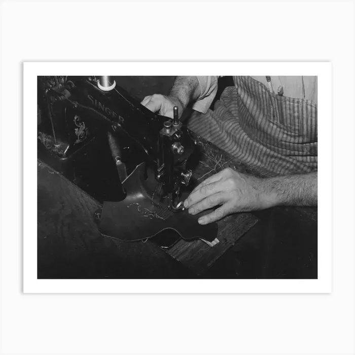 Untitled Photo, Possibly Related To Putting Piece Of Canvas Into Foot Of Boot, This Is The Only Piece Of Cloth In The Art Print by Fy! Classic Art Prints and Posters