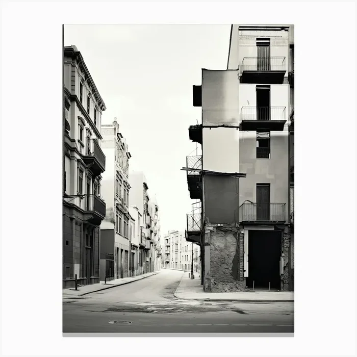 Valencia, Spain, Black And White Photography 2 Canvas Print by Monochrome Vistas