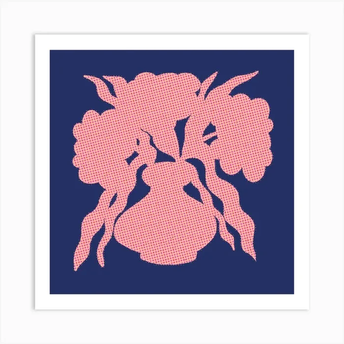 Vase In Blue Square Art Print by Alexandra Ramirez