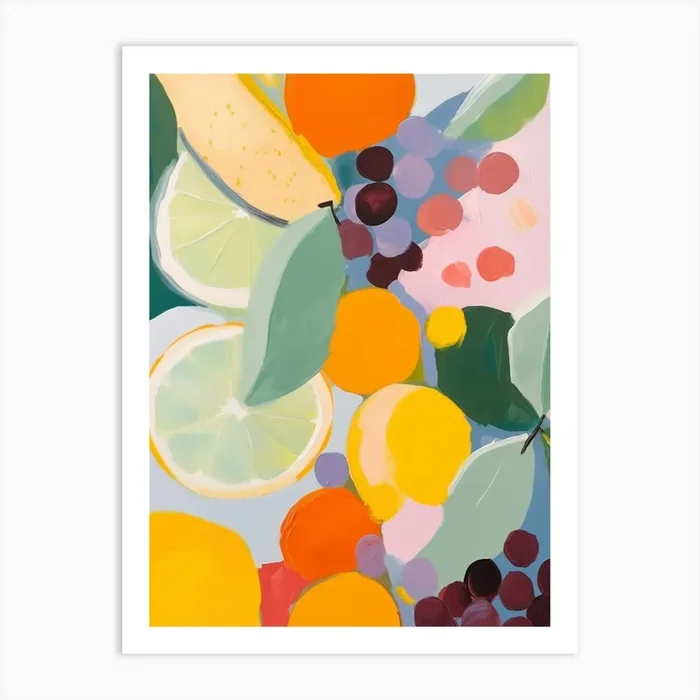 Veggie Obst Malerei, Farbenfrohes Obst Art Print by Carinaprint