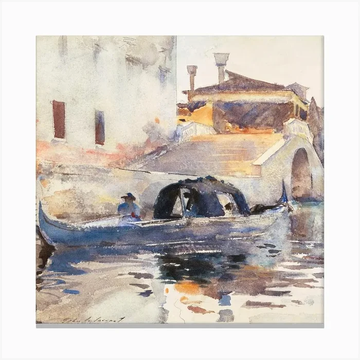 Venice Gondola Square Canvas Print by Boheme At Home