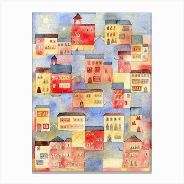 Venice Watercolor Canvas PrintNS by Nic Squirrell