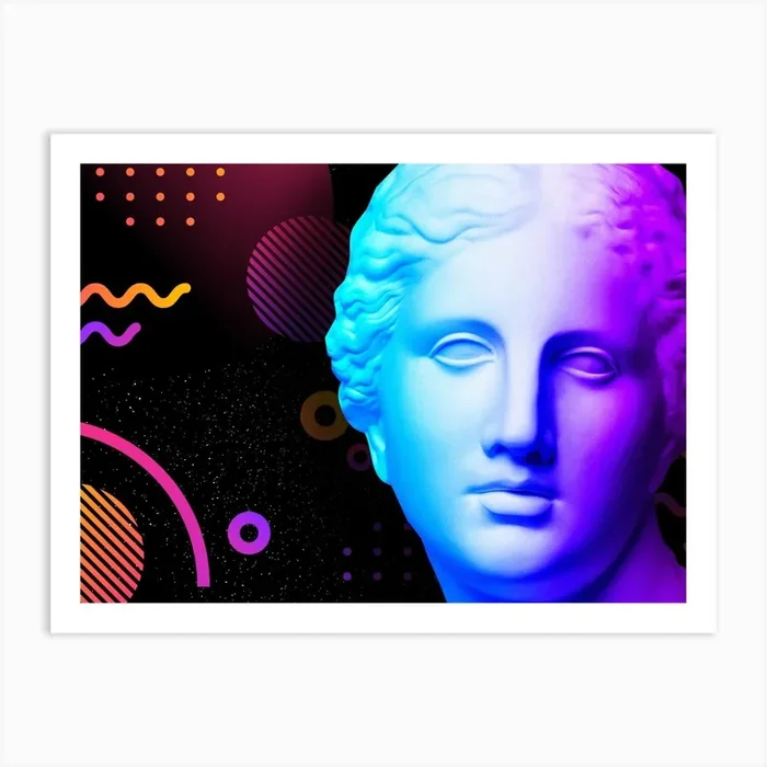 Venus de Milo – Ancient neon gods (synthwave/vaporwave/retrowave/cyberpunk) — aesthetic poster Art Print by Synthwave1950