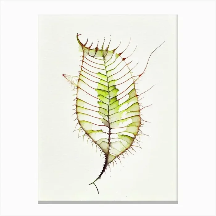 Venus Flytrap Leaf Minimalist Watercolour 2 Canvas PrintL& by Leaf & Stem Studio