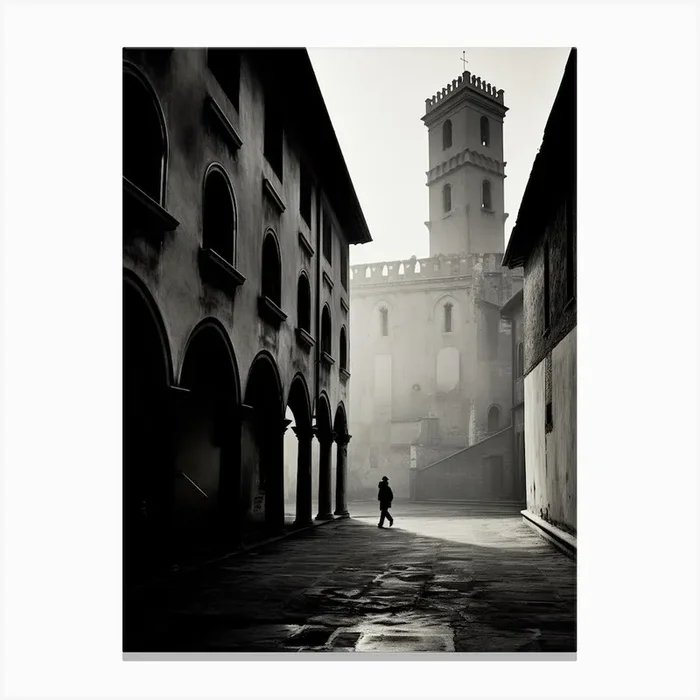 Vicenza, Italy, Black And White Analogue Photography 3 Canvas Print by Monochrome Vistas