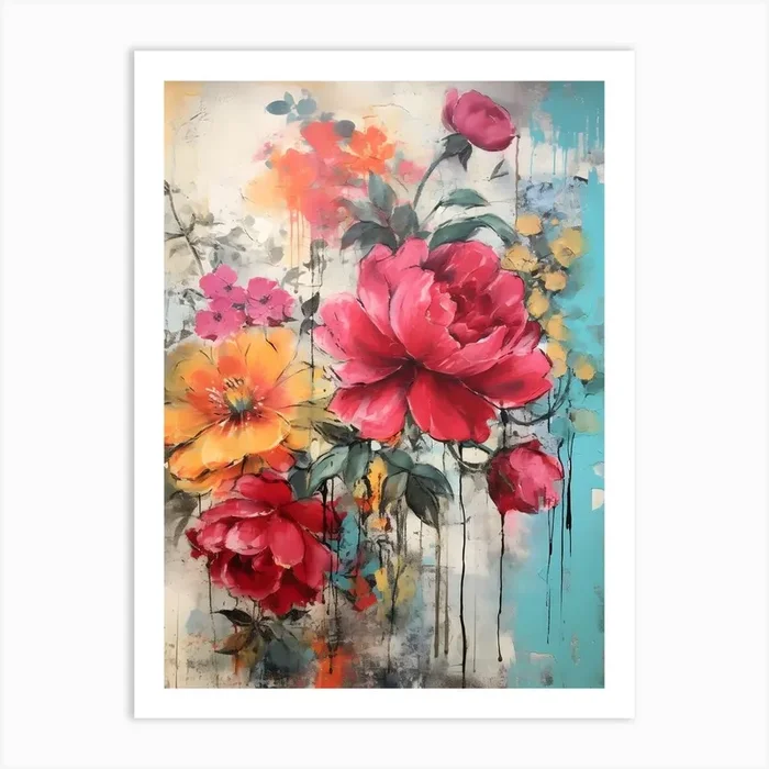 Vintage Bright Flowers 13 Art PrintSC by S.K. Coghlan