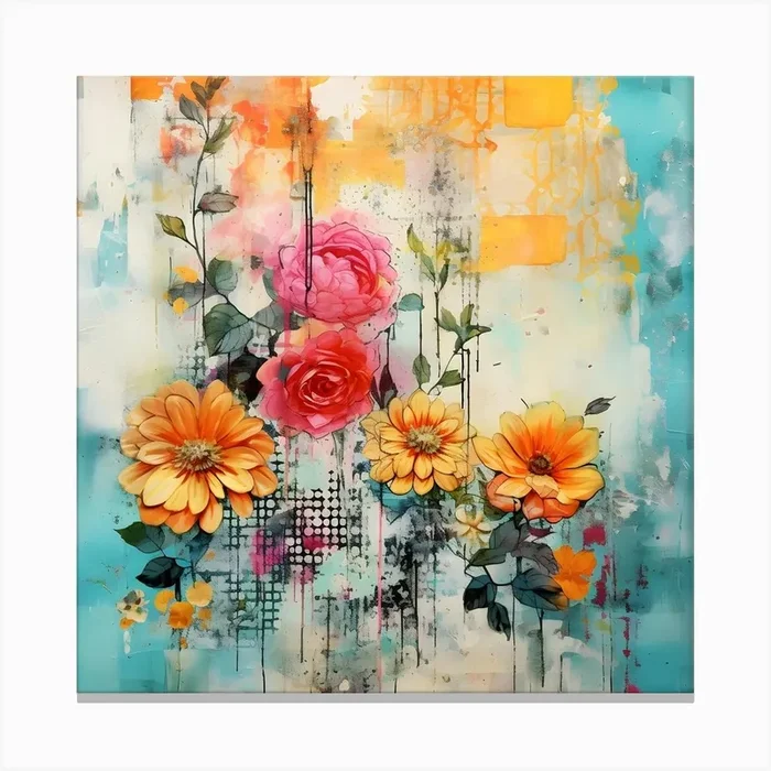 Vintage Bright Flowers 9 Canvas PrintSC by S.K. Coghlan