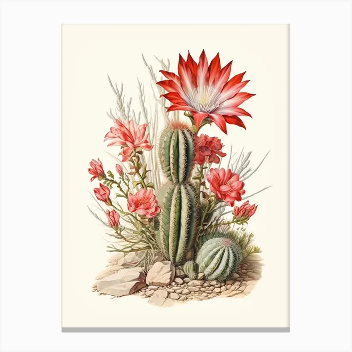 Vintage Cactus Illustration Zebra Cactus 2 Canvas Print by Botanic Studio