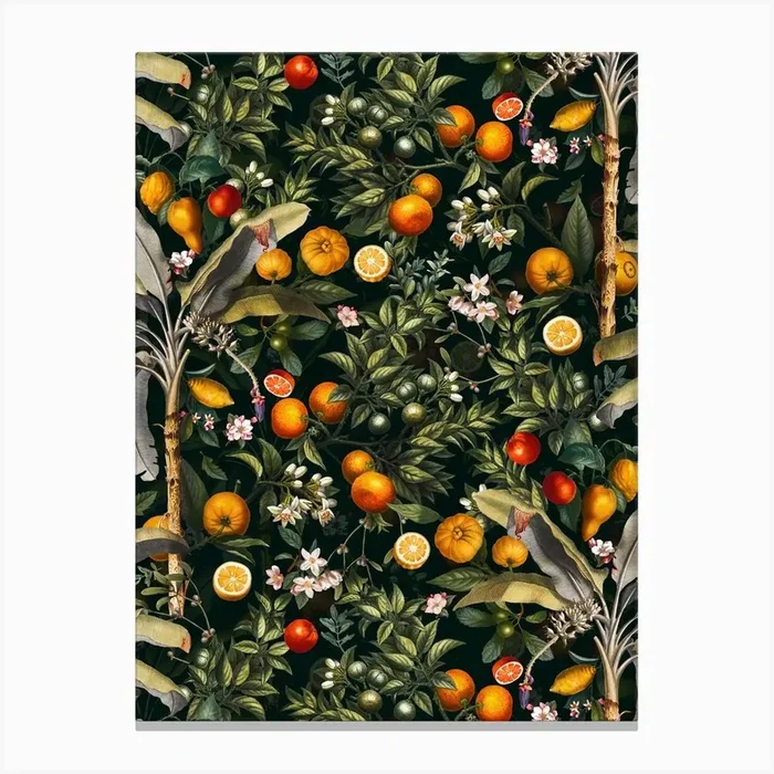 Vintage Fruit Pattern 22 Canvas Print by Burcu Korkmazyurek