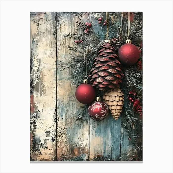 Vintage Holiday Mixed Media 12 Canvas PrintSC by S.K. Coghlan