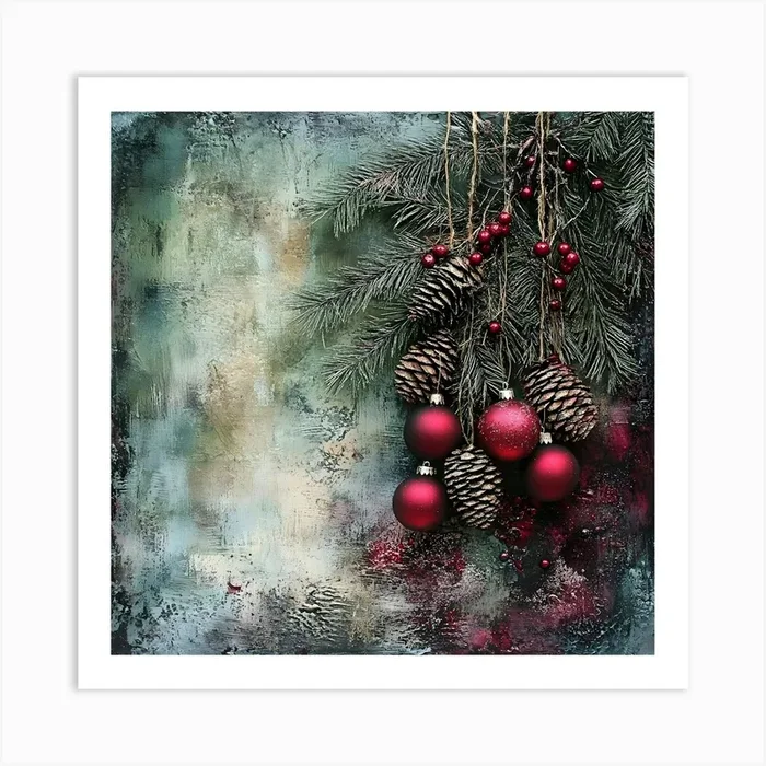Vintage Holiday Mixed Media 3 Art PrintSC by S.K. Coghlan