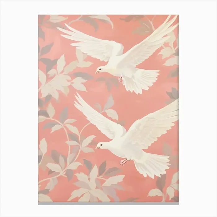 Vintage Japanese Inspired Bird Print Dove 2 Canvas Print by Feathered Muse