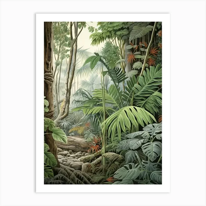 Vintage Jungle Botanical Illustration Monstera 1 Art Print by Tropic of Eden