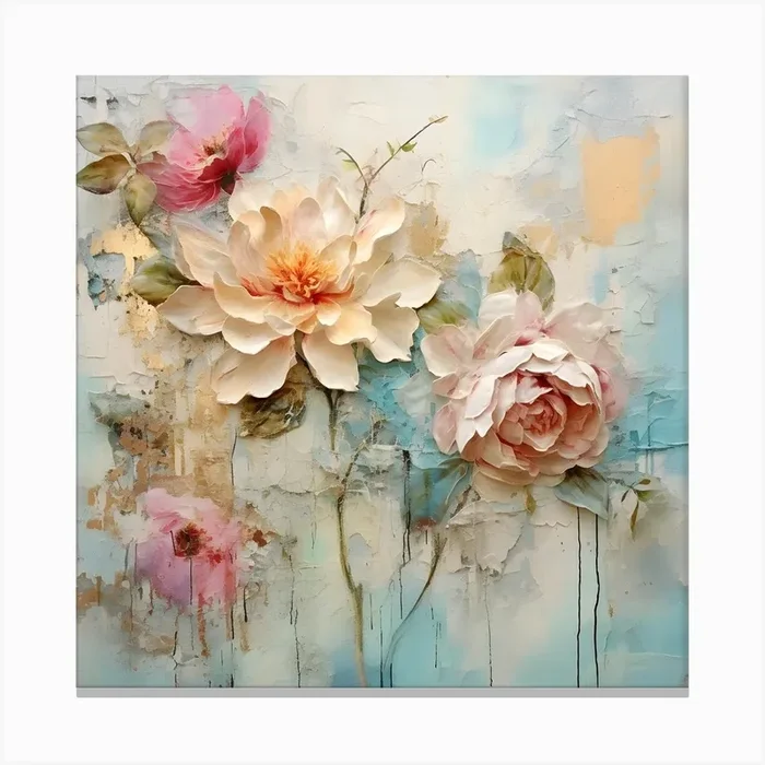 Vintage Pastel Flowers 13 Canvas PrintSC by S.K. Coghlan