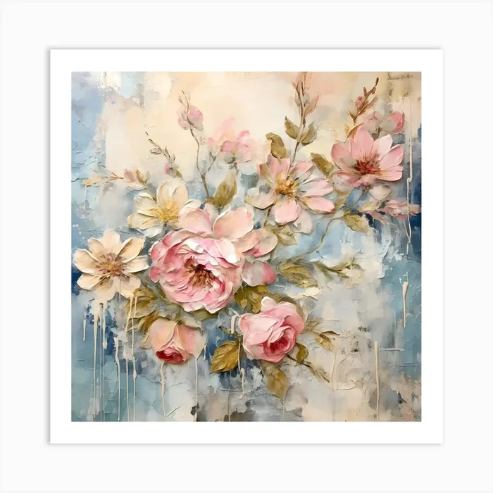 Vintage Pastel Flowers 17 Art PrintSC by S.K. Coghlan