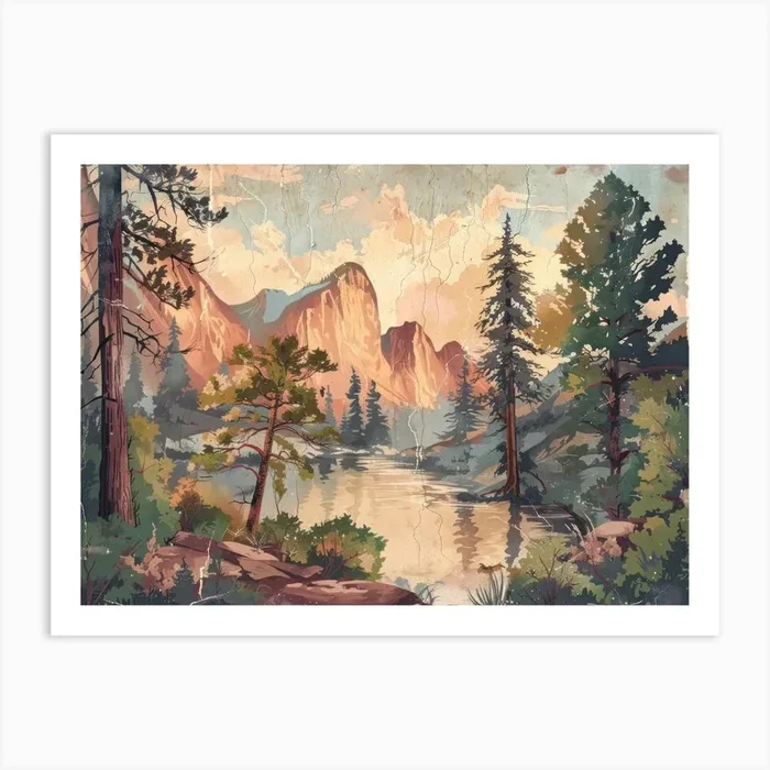 Vintage Woods Illustration 1 Art Print by Botanic Studio
