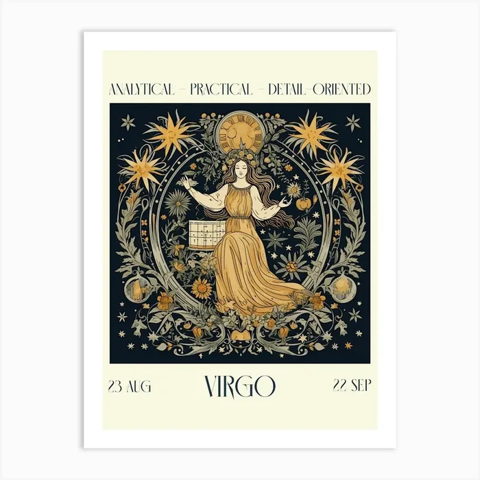 Virgo William Morris Zodiac Astral Sign Art Print by Mambo