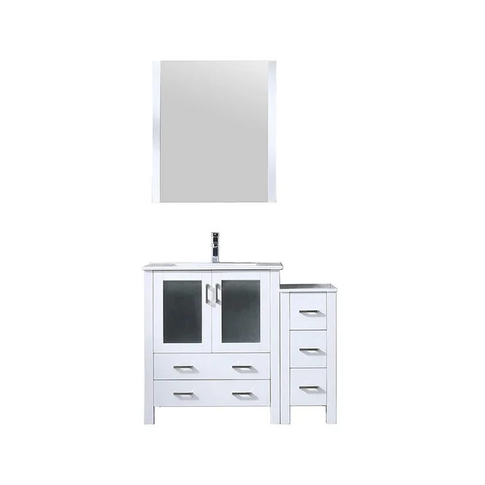 Volez 42 in W x 18.25 in D White Bath Vanity with Side Cabinet