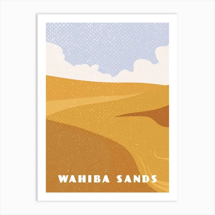 Wahiba sands. Oman — Retro travel minimalist poster Art Print by Synthwave1950