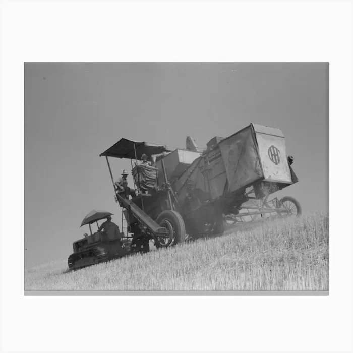 Walla Walla County, Washington, A Combine In The Wheat Field By Russell Lee Canvas Print by Fy! Classic Art Prints and Posters