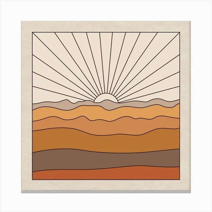 Warm Abstract Sunrise Square Canvas Print by Boheme At Home