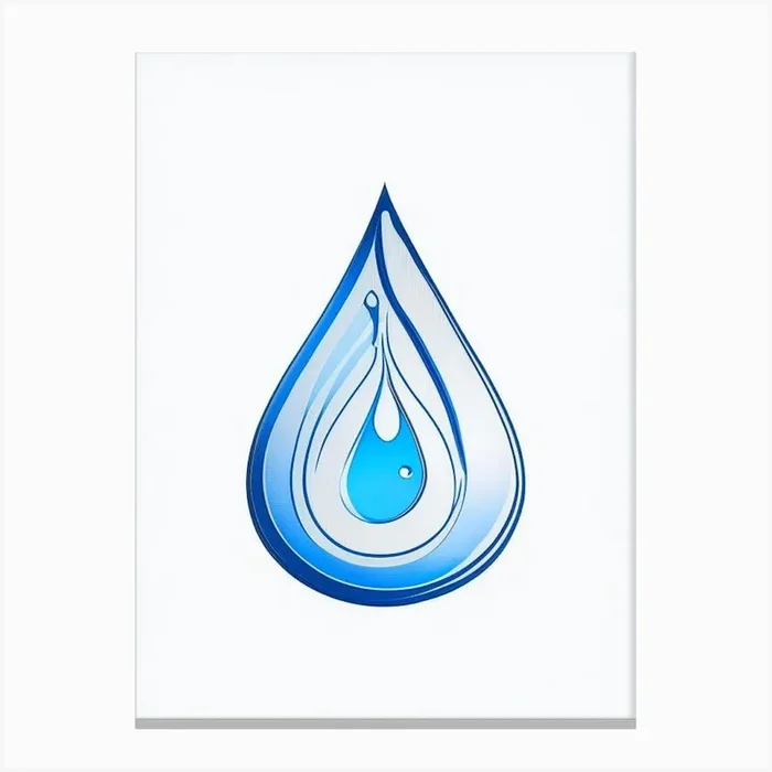 Water Droplet Symbol Blue And White Line Drawing Canvas PrintSE by Symbolic Expressions