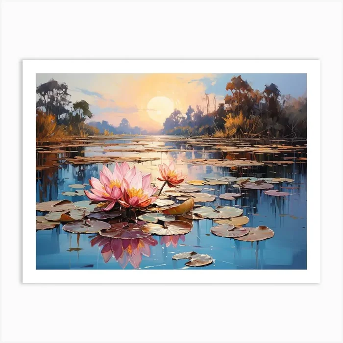 Water Lilies 2 Art Print by Creating professional oil paintings out of any small idea