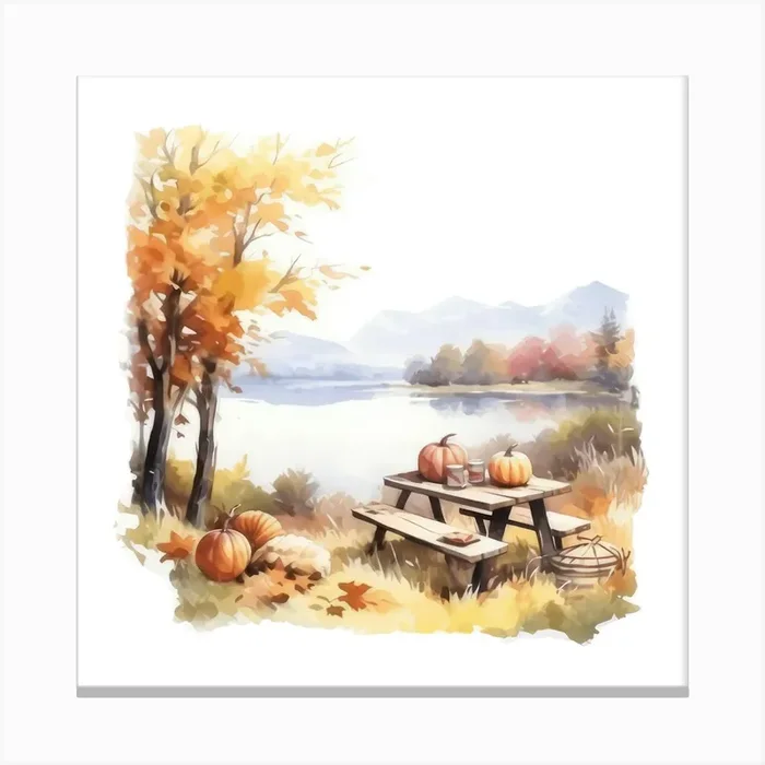 Watercolor Autumn Painting 2 Canvas Print by aPRESM