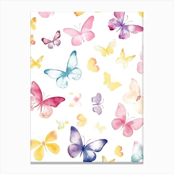 Watercolor Butterflies 10 Canvas Print by Moving Clouds Art