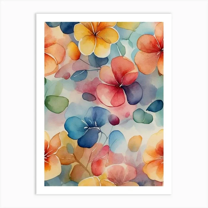 Watercolor Flowers 51 Art Print by Vitalka