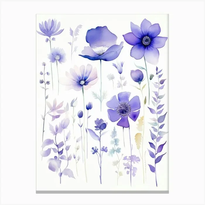 Watercolor Flowers 8 Canvas Print by Moving Clouds Art
