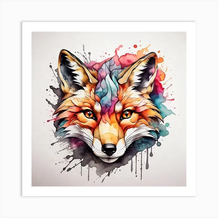 Watercolor Fox Art Print by RedArt