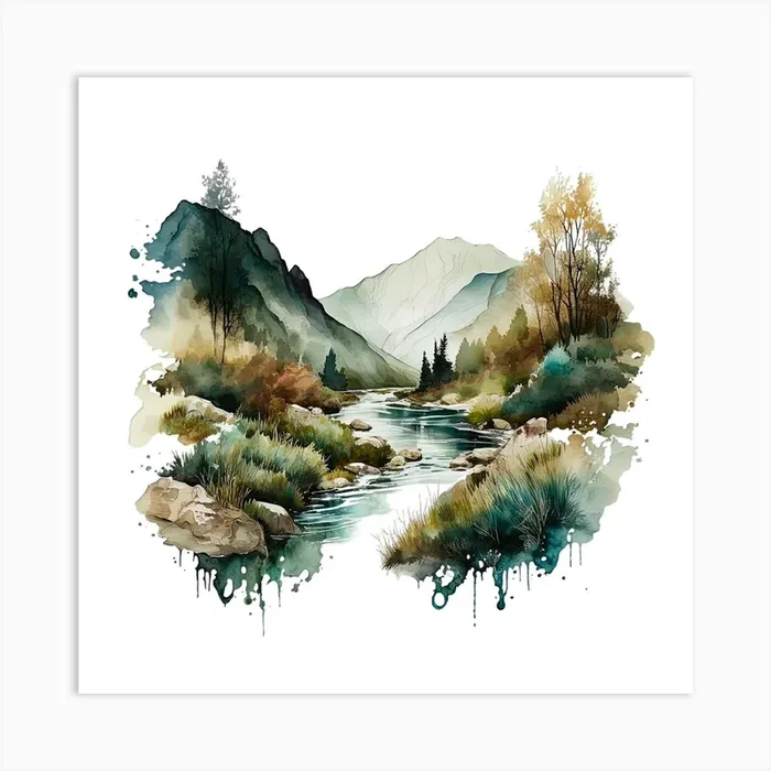 Watercolor Landscape Painting 10 Art Print by aPRESM