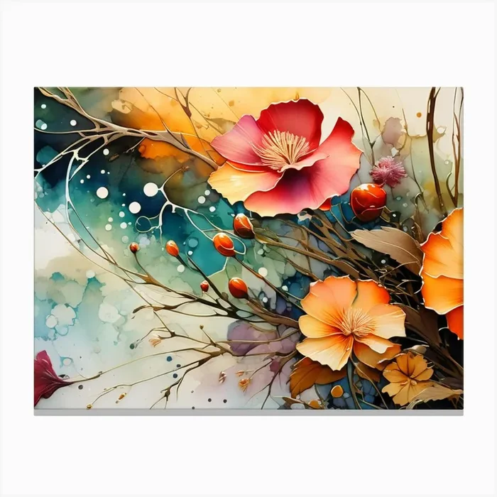 Watercolor Of Flowers 3 Canvas Print by Art shop