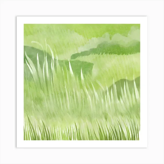 Watercolor Of Grass Art Print by Mamlika design