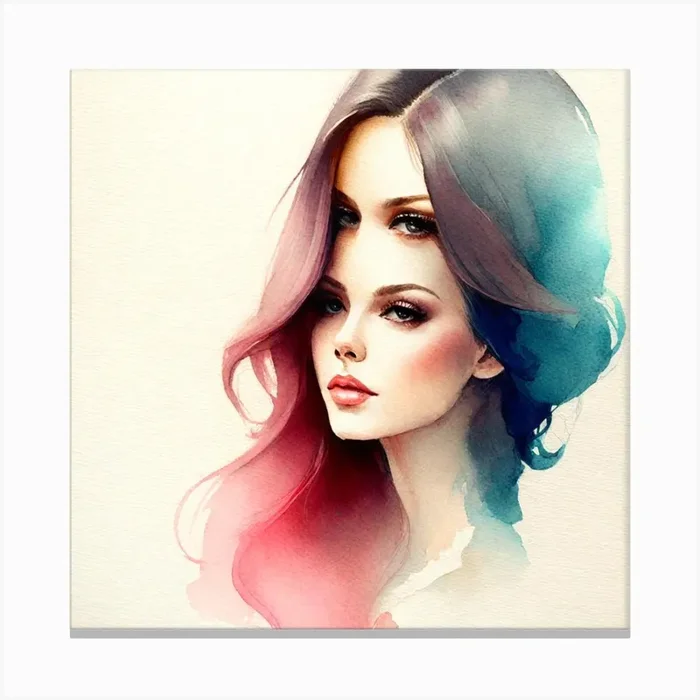 Watercolor Of Two Women Canvas Print by Henky