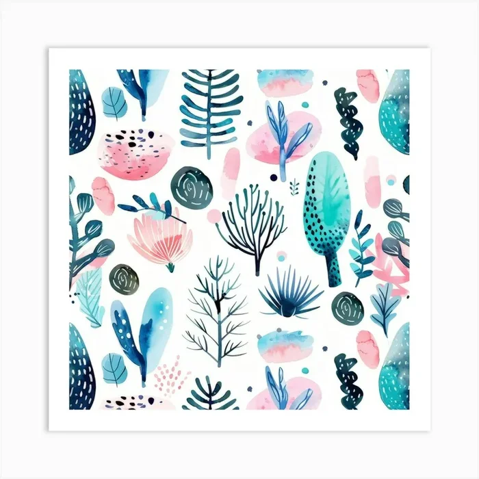 Watercolor Seamless Pattern Art Print by Moving Clouds Art