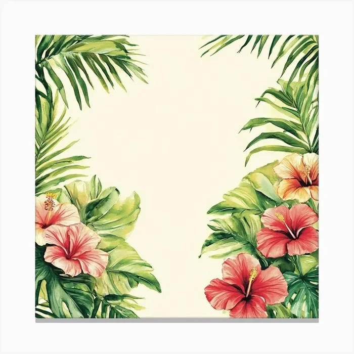 Watercolor Tropical Flowers Art Canvas PrintS by Saiful