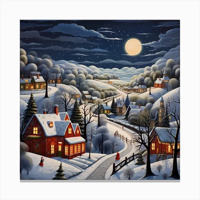 Watercolor Winter Tapestry Canvas Print by Quantum Vivid Digital Art