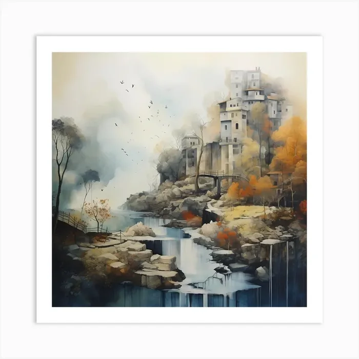Watercolour Dreamscape Fusion Art Print by Quantum Vivid Digital Art
