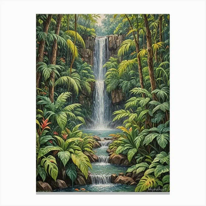 Waterfall In The Jungle no2 Canvas PrintDP by Daydream Pacific