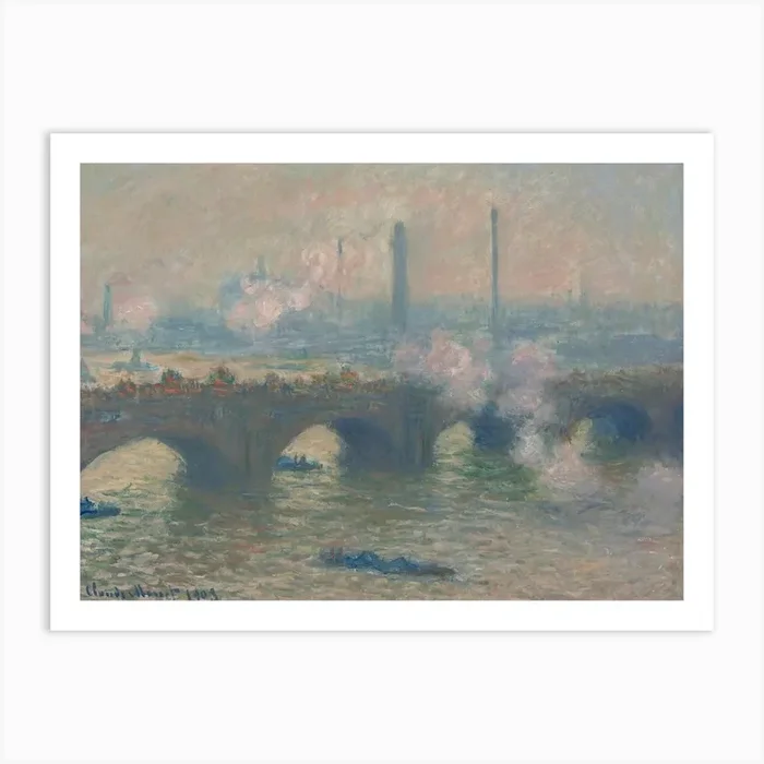 Waterloo Bridge, Gray Day (1903), Claude Monet Art Print by Fy! Classic Art Prints and Posters
