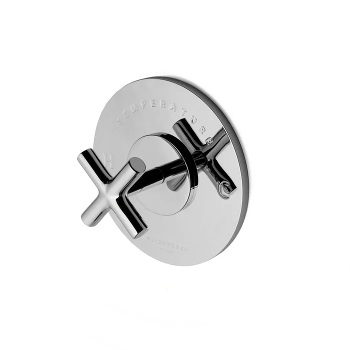 Waterworks Flyte Thermostatic Control Valve Trim with Cross Handle in Chrome