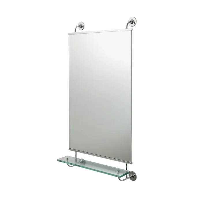 Waterworks Highgate Stationary Mirror with Shelf in Chrome