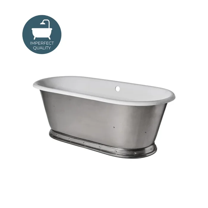 Waterworks Voltaire 67 ” x 30 ” x 24 ” Freestanding Oval Cast Iron Bathtub without Slip Resistance in Burnished
